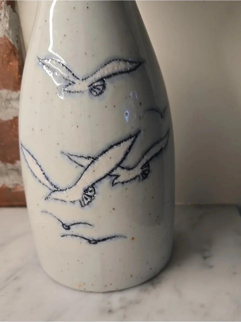 White Ceramic Seagull Accent Vase - Coastal Home Accent